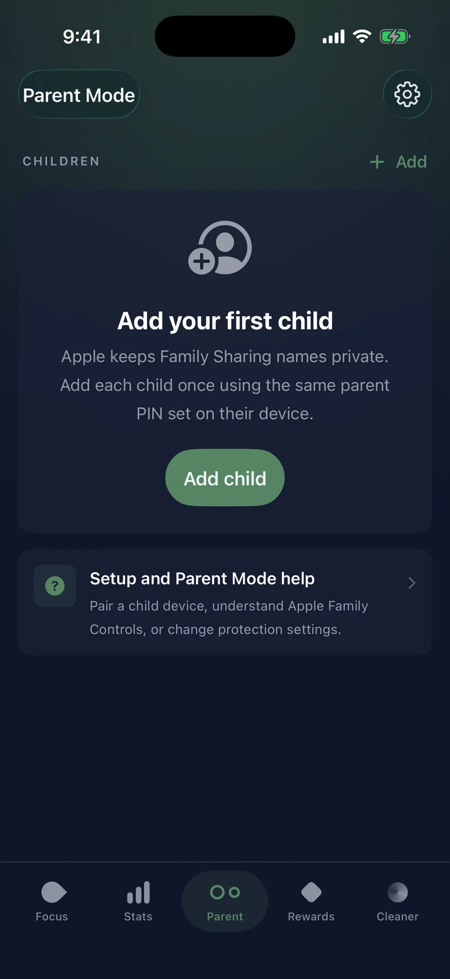 Resetly Parent Mode — pair a child’s device to approve breaks and set a passcode